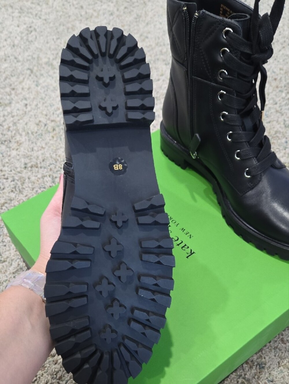 kate spade New York Black Quilted Lace-Up Combat Boots - Picture 4 of 7